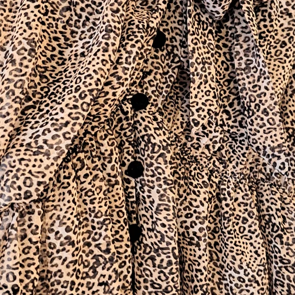ZARA LEOPARD PRINT PUSSYCAT BOW TIE 90'S STYLE BLOUSE IN BLACK/BROWN SZ M - Picture 13 of 15